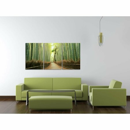 WORK-OF-ART 3 Piece Pine Road Wrapped Canvas Wall Art Print - Brown, Green & Yellow - 27.5 x 60 x 0.875 in. WO2826225